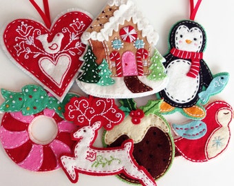 Nordic Felt Christmas Ornament Pattern Set Digital Download