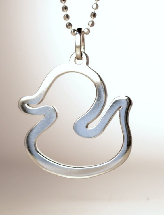 Sterling Silver Duck Pendant. Animal Jewelry Silver Chain