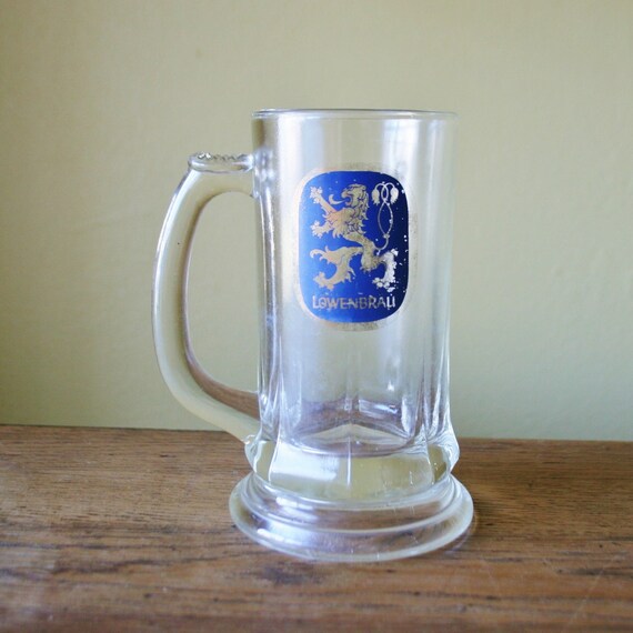 Vintage Lowenbrau Glass Beer Mug by sariloaf on Etsy