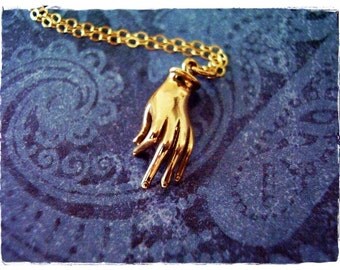 Gold Mudra Hand Necklace - Bronze Mudra Charm on a Delicate 14kt Gold Filled Cable Chain or Charm Only