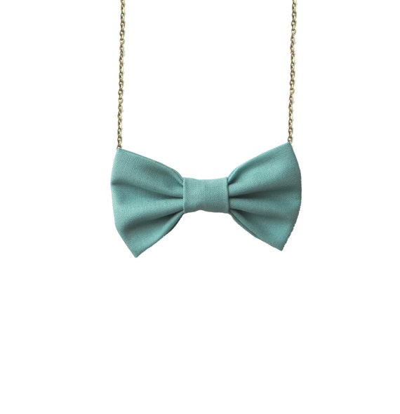 Sage Mint Bow Tie Necklace, Casual Women Bowtie