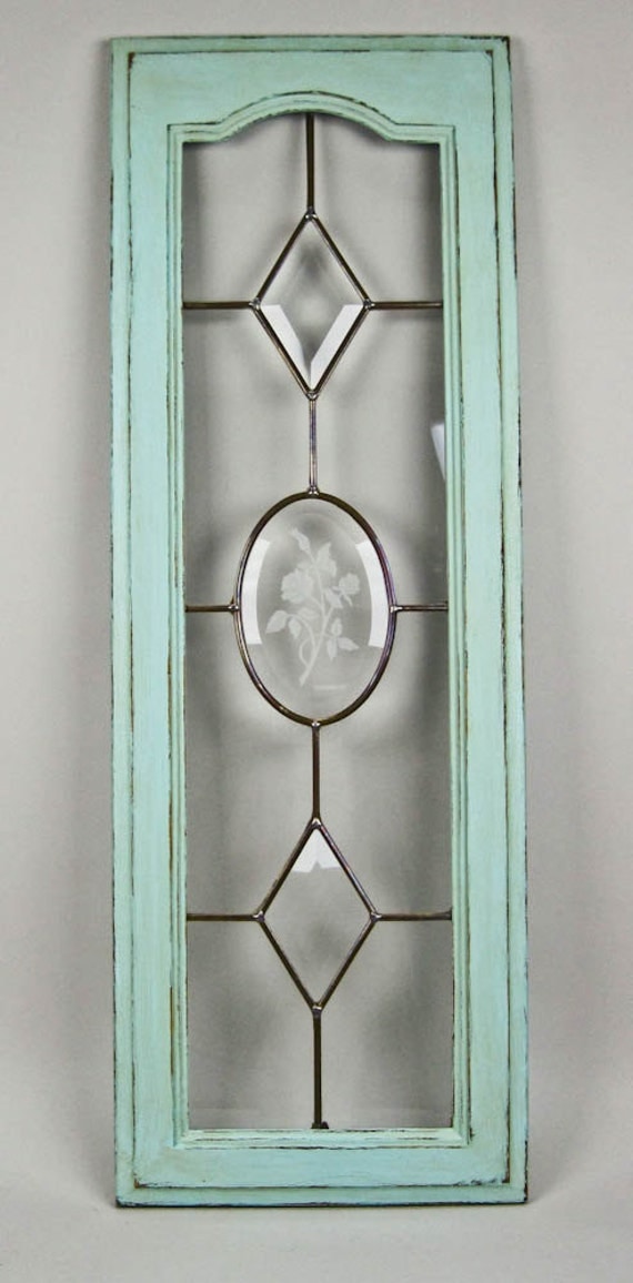 Leaded Clear Glass Panel Pair Wall Hangings Wall Decor 11 x 31