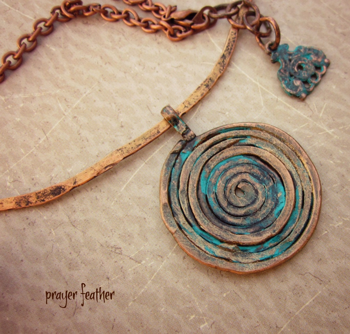 Spiral Journey . Hammered Copper Choker Necklace by prayerfeather