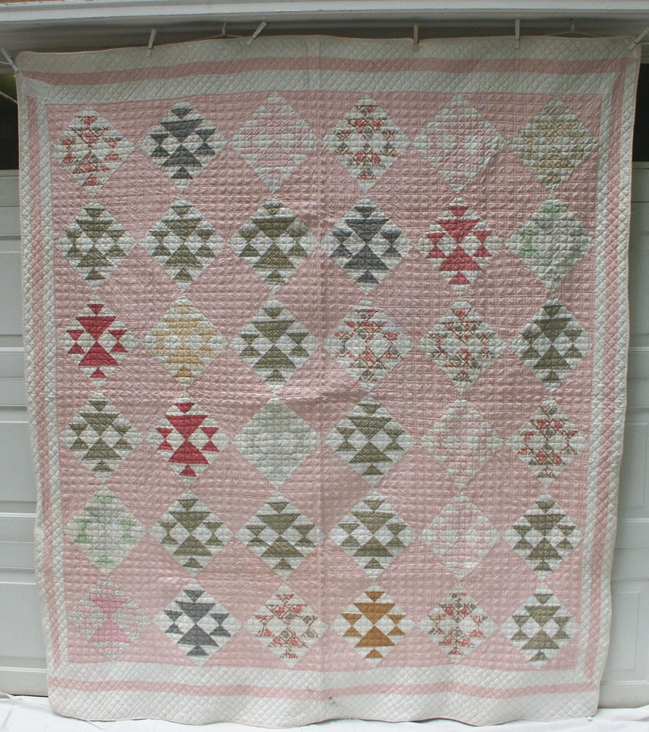 Double X Vintage Cotton Patchwork Quilt 1940's Free