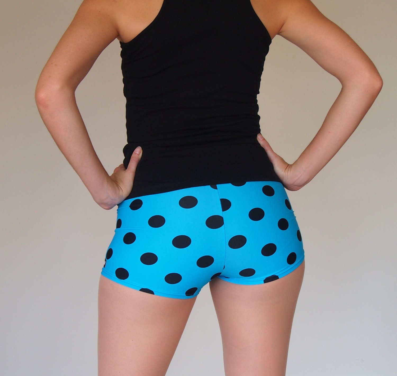 Turquoise Polka Dot Roller Derby Shorts sizes S in stock