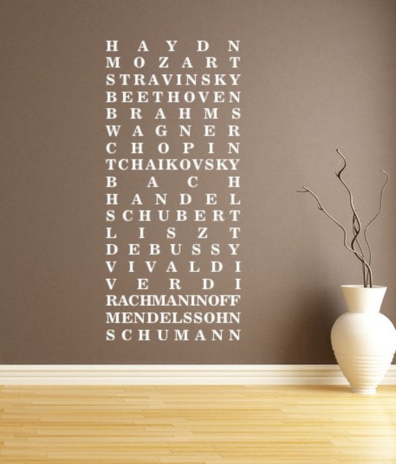 Music Composers Subway Sign Art, Music decals, subway style vinyl decal Sticker, music typography