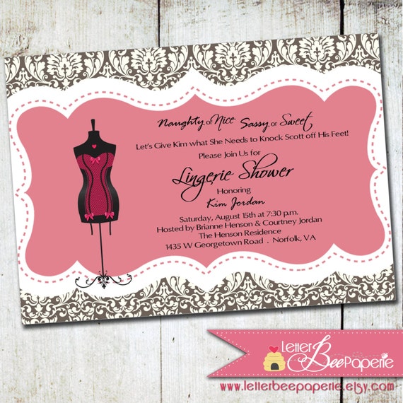 Sassy & Sweet Lingerie Shower / Bachelorette Invitation - Printable 5x7 DIY Invite - Choose Your Colors - Bridal / Wedding Shower Il_570xn
