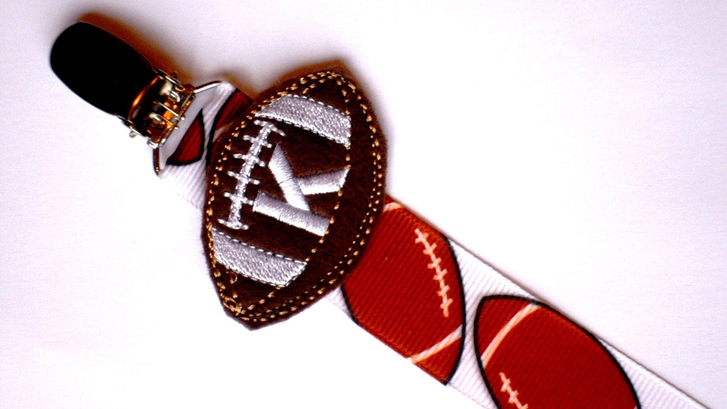 Monogram Football Pacifier Clip for Baby Boy .. Paci Clip for