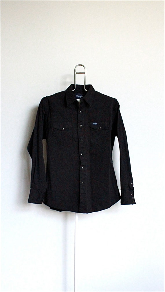 Wrangler Black Denim Shirt Mens Size Extra by beachwolfvintage