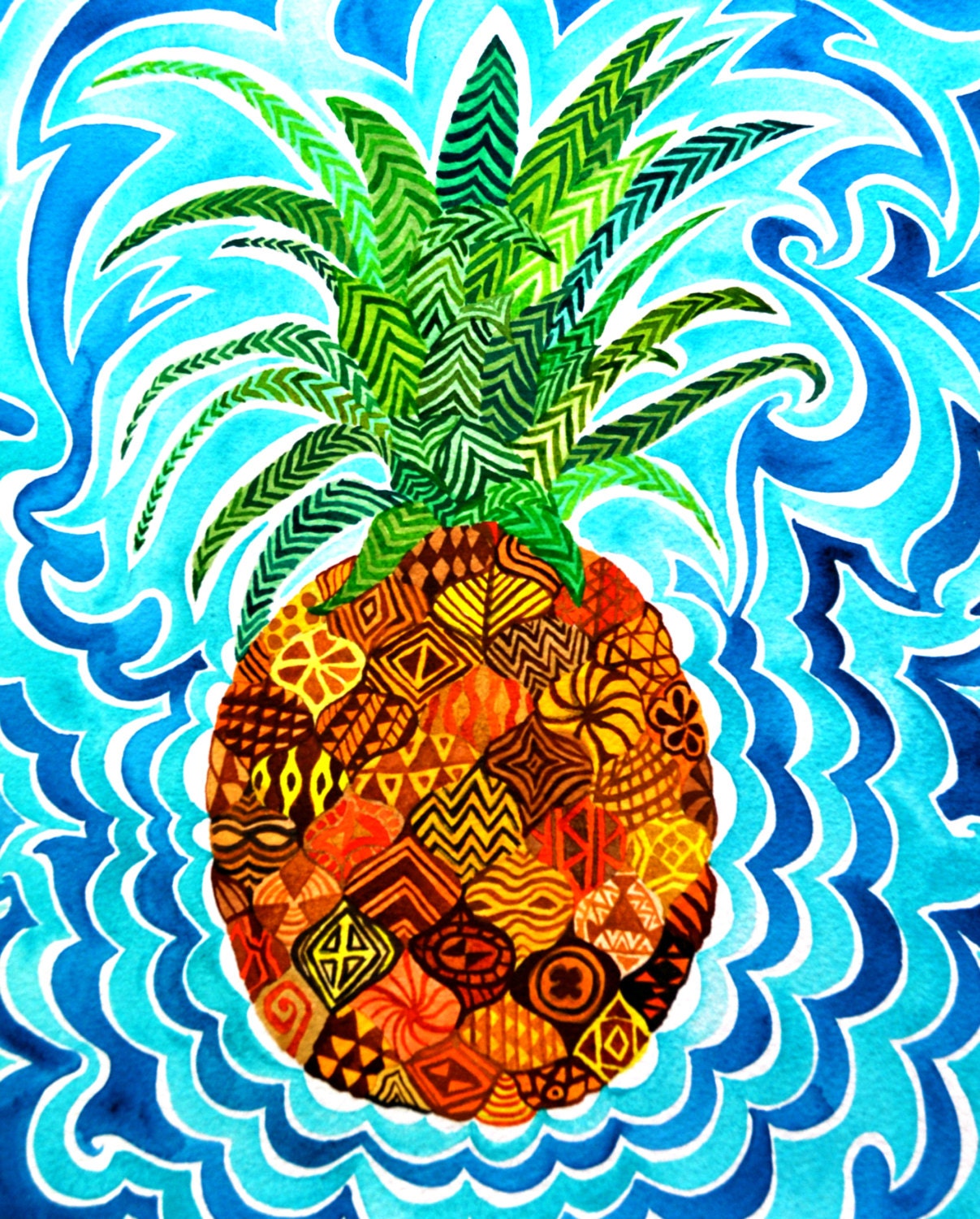 Pineapple Psychedelic Paradise Hawaii Maui Rain Forrest Fruit