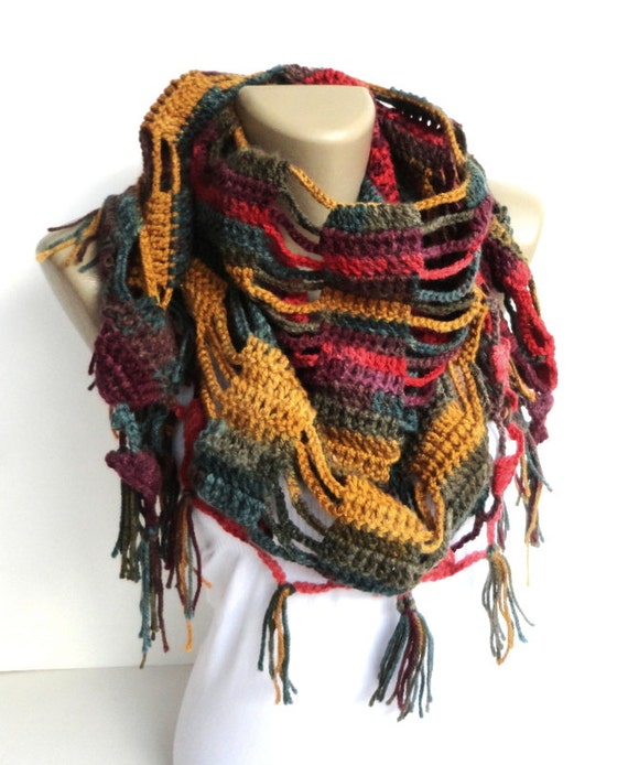 fall fashion colorful scarf / Crochet Shawl scarfscarves ,women shawl ...