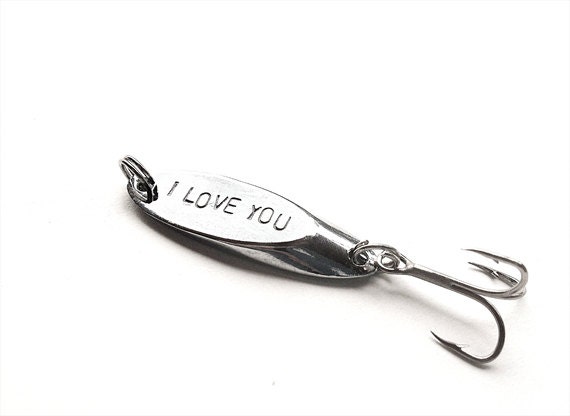 Personalized fishing lure - I love you, hand stamped lure fisherman gift - groom gift