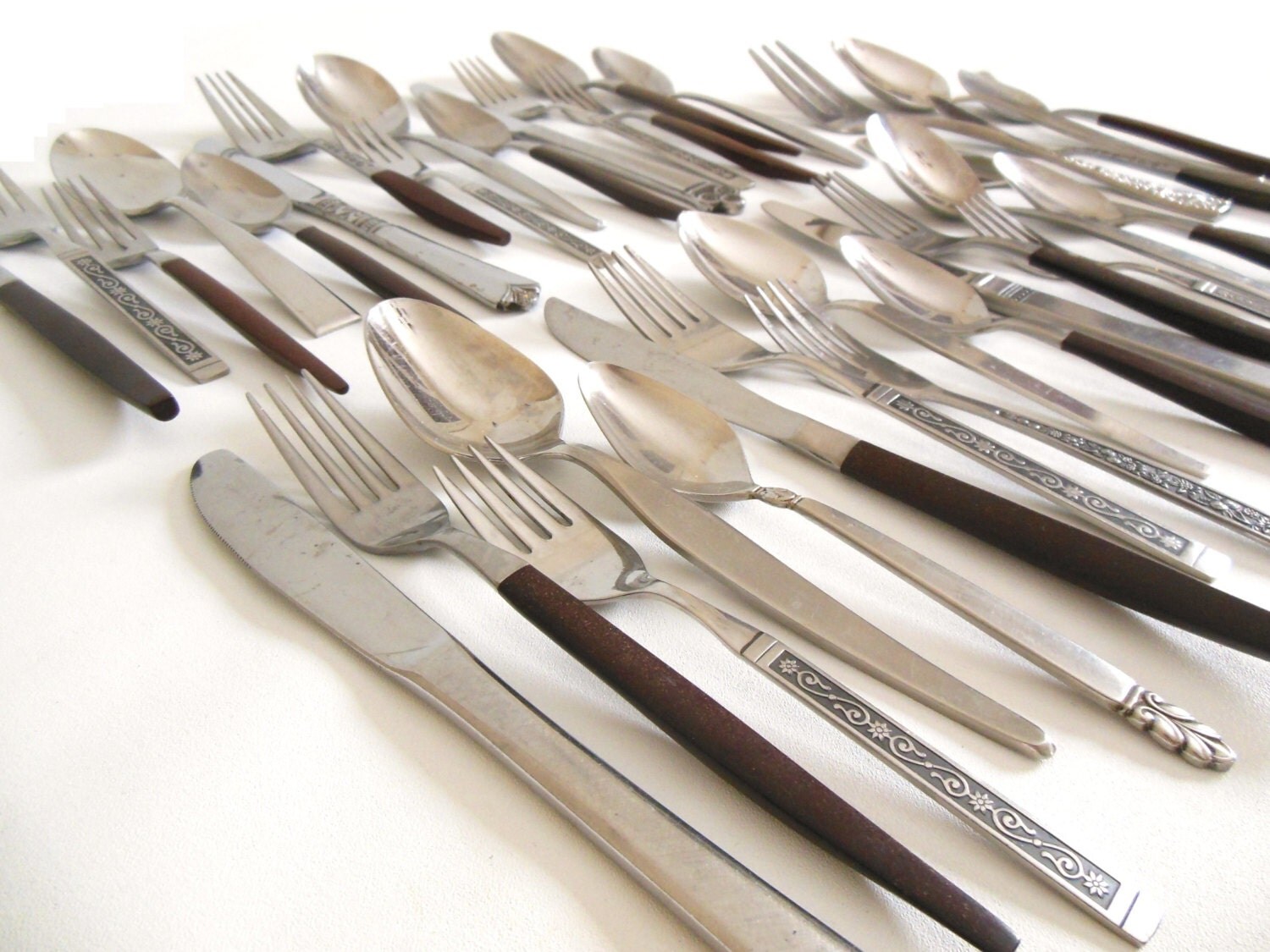 Danish Modern Silverware Set Mismatched Service for 4 6 8