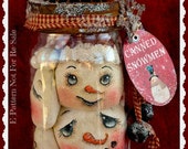 Primitive Snowman Pattern, snowmen, cloth doll pattern, holiday, Christmas, Canned snowmen, Digital download pattern, Winter pattern,