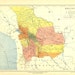 1912 Antique Map of Bolivia Home Decor