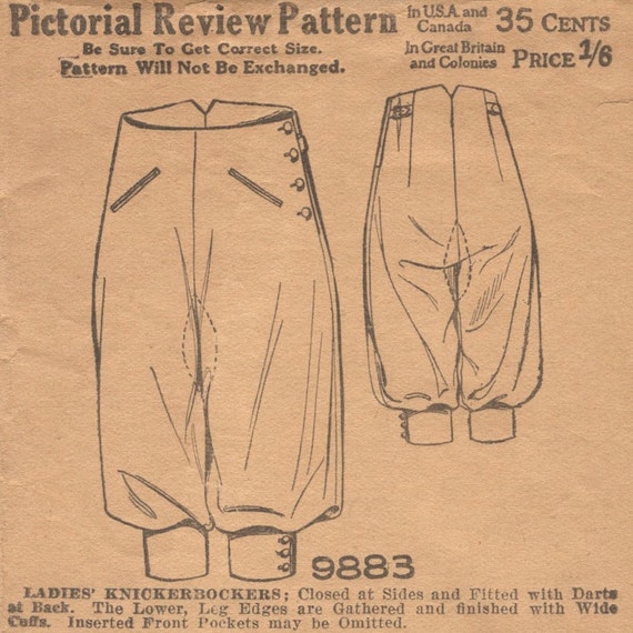 1920s knickerbockers pattern Pictorial Review by PatternVault