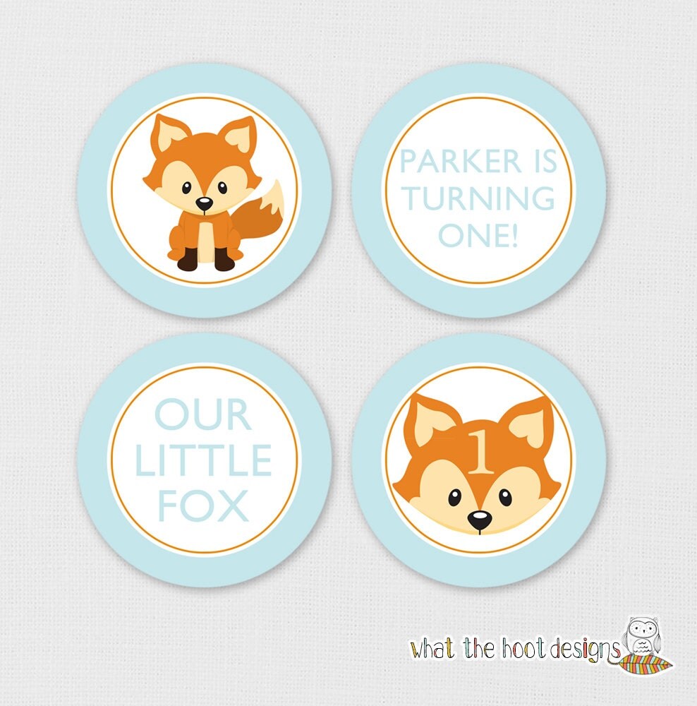Printable Cupcake Toppers Fox Baby Shower Woodland