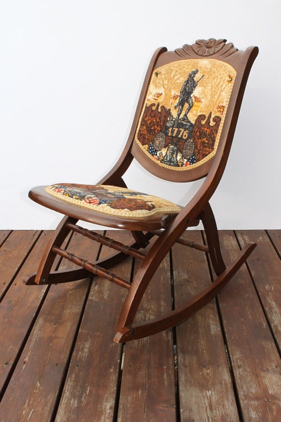 Vintage Wood Rocking Chair Bicentennial Celebration Wooden
