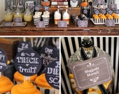 HALLOWEEN Chalkboard Printable Set - Eat, Drink and Be Scary, cupcake toppers, favor tags, party signs, bag toppers Il_170x135