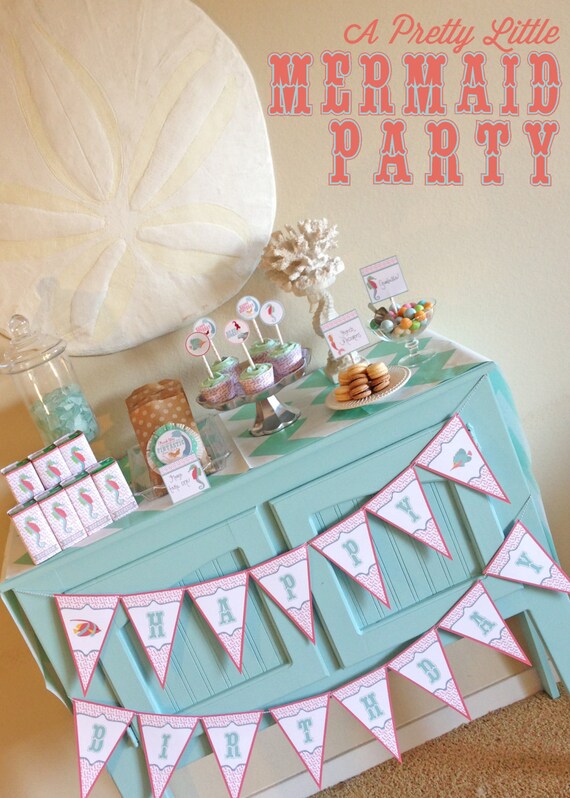 MERMAID Party Pack - Girls - Digital files - Party Supplies - INTANT DOWNLOAD Il_570xn