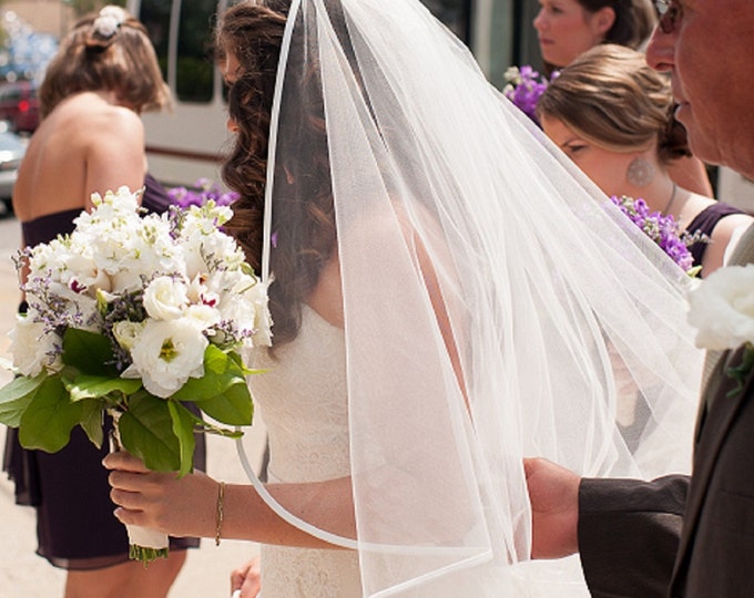 CATHEDRAL CASCADING Veil with Satin Ribbon, bridal veil, wedding veil, champagne, ivory, diamond white, floating veil,