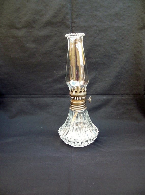 Lamplight Farms Oil Lantern Fluted Clear Glass Base and