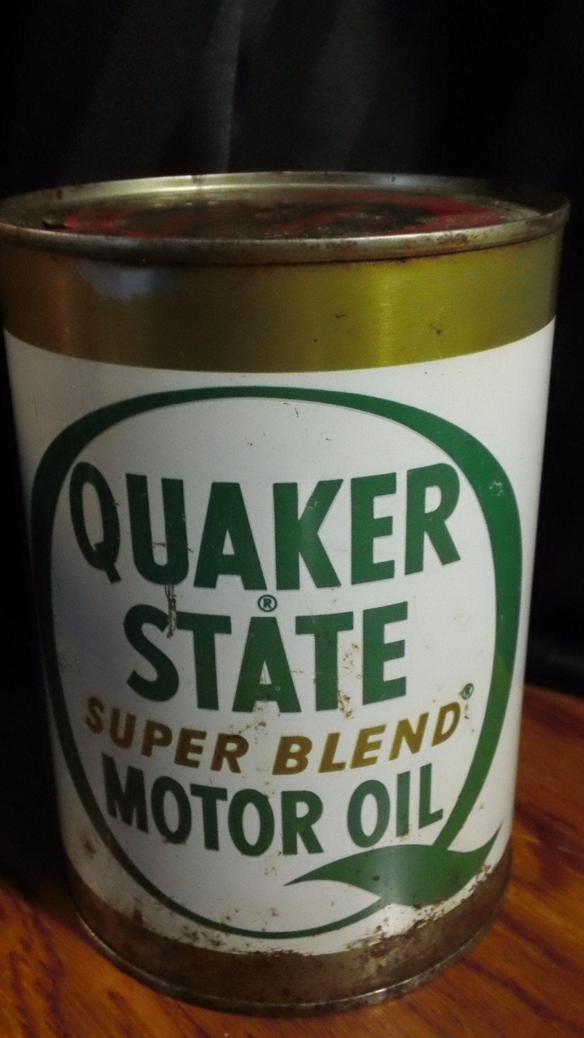 Quaker State Super Blend Motor Oil onequart tin can vintage