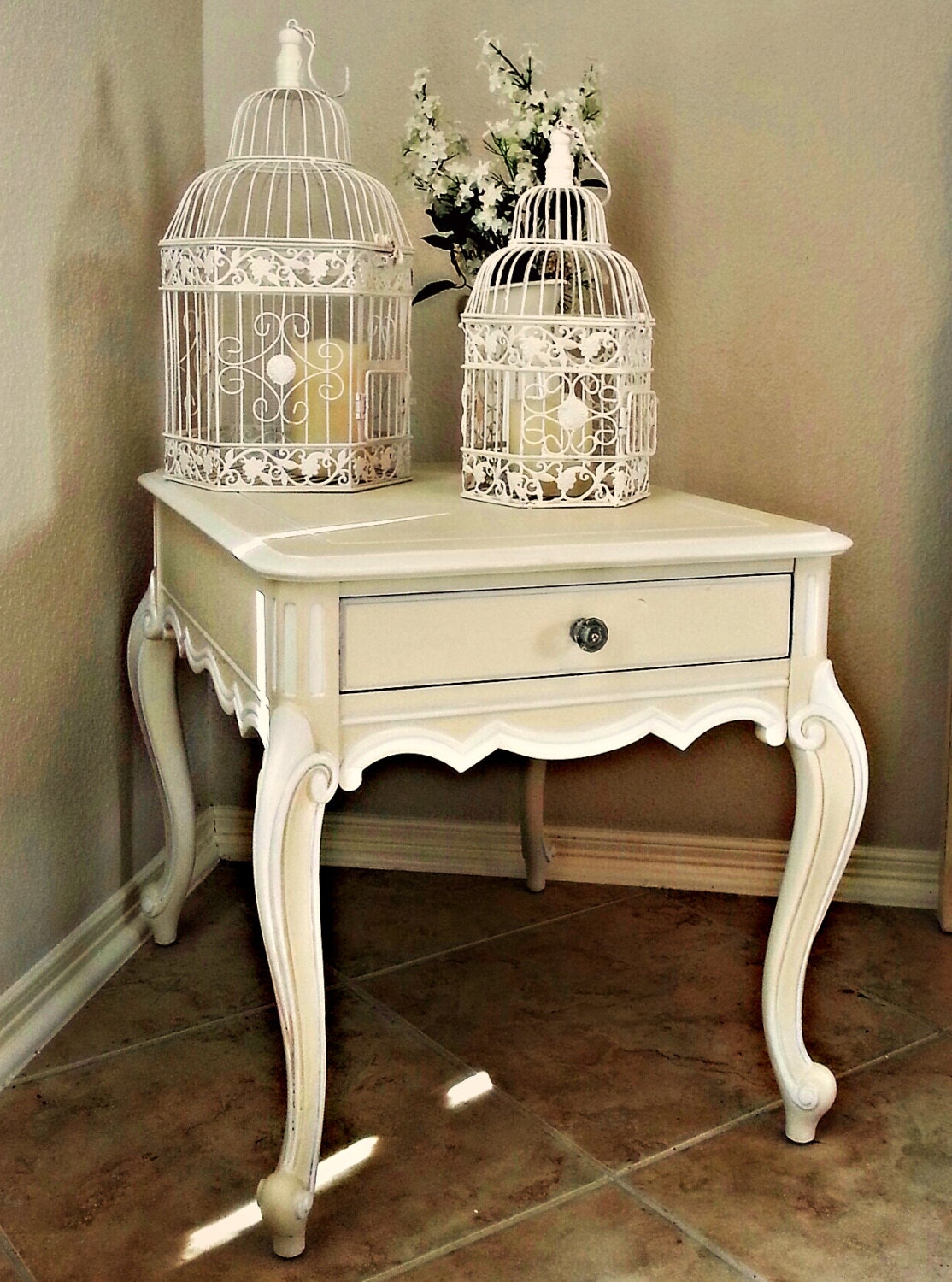 Pair of French Provincial End Tables. Side Tables Accent