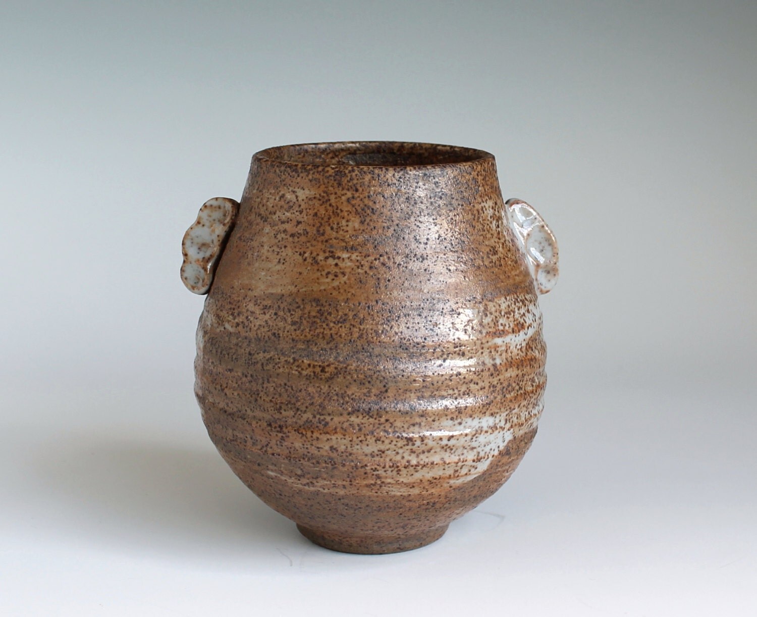 Ceramic Japanese Vase with Shino Glaze Reduction Fired