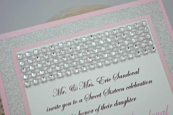 Pink silver wedding invitations