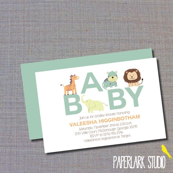 Jungle Safari Zoo Baby Shower Invitation