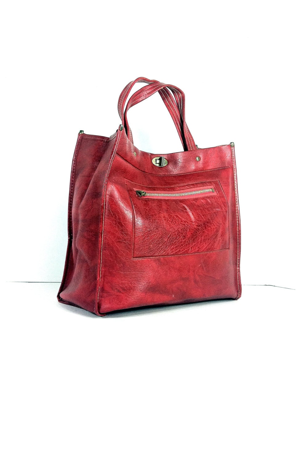 red vegan bag