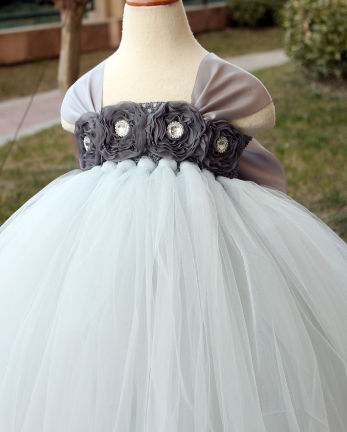 Flower Girl Dress Sliver Grey tutu dress baby dress toddler