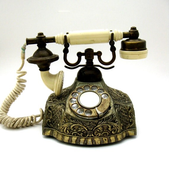 Vintage French Phone Victorian Style Brass Telephone Brass