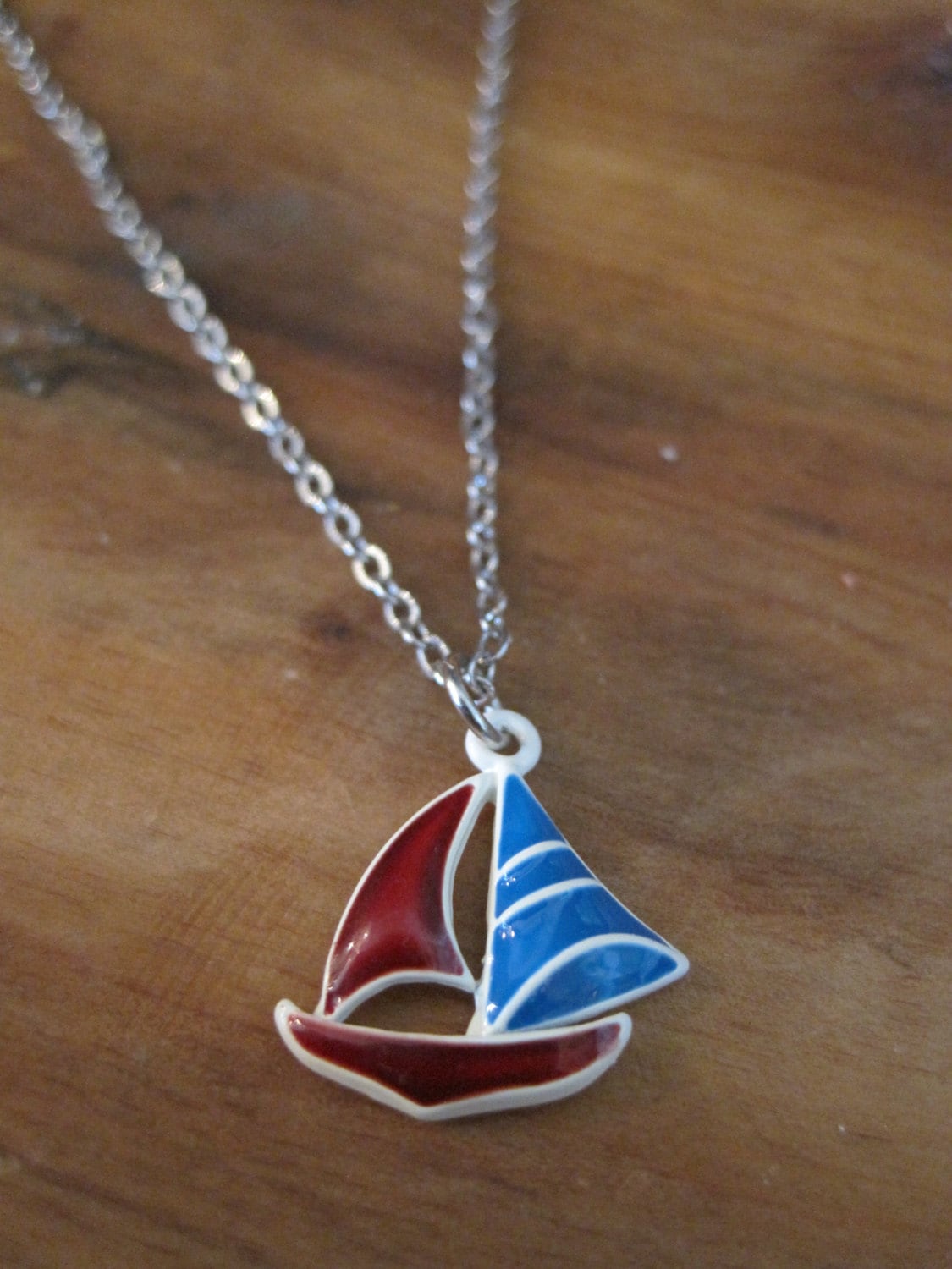 blue sailboat pendant necklace