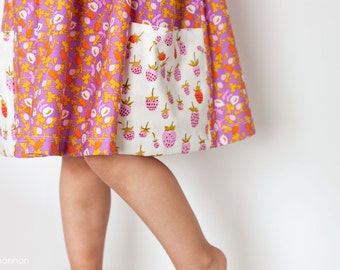 Sally Dress Sewing Pattern Vintage Modern Large Pockets Square Neckline No Closures Size 2T-8