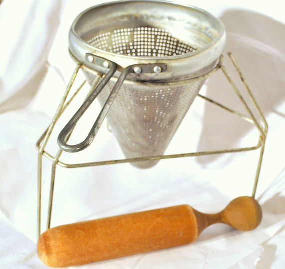 Vintage Aluminum Viko Canning Sieve with Wooden by LootByLouise