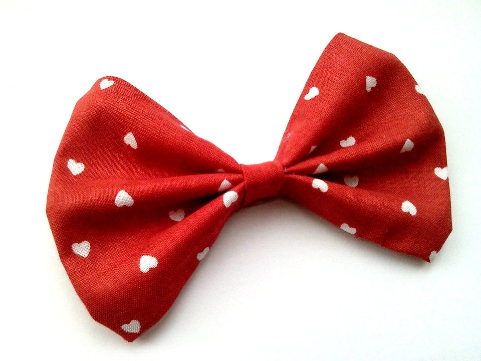 Valentines Day Red Heart Hair Bow by RockabillyRevolt on Etsy