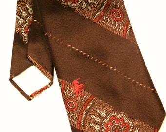 Vintage 1970s Necktie Bronzini Necktie in Brown Polyester Retro Brown Tie Vintage Wide Polyester Necktie Brown Retro Men Vintage Men Groovy