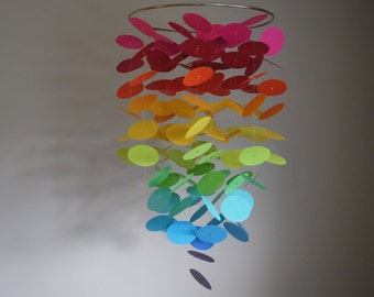 Rainbow Ombre Circle Dot Mobile // Baby Mobile