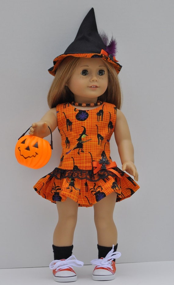 American Girl doll clothes Halloween dress witch hat