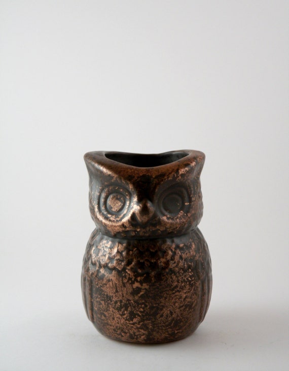 Small Vintage Ceramic Owl Candle Holder