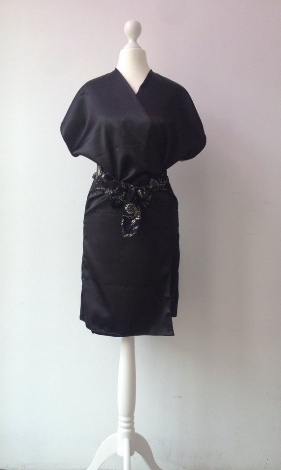 black and gold satin robe