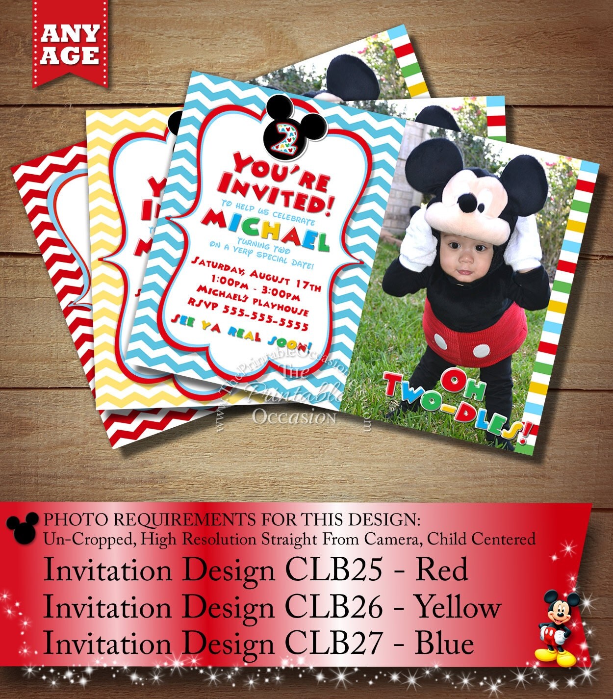 HUGE SELECTION Mickey Mouse Birthday Invitation Mickey