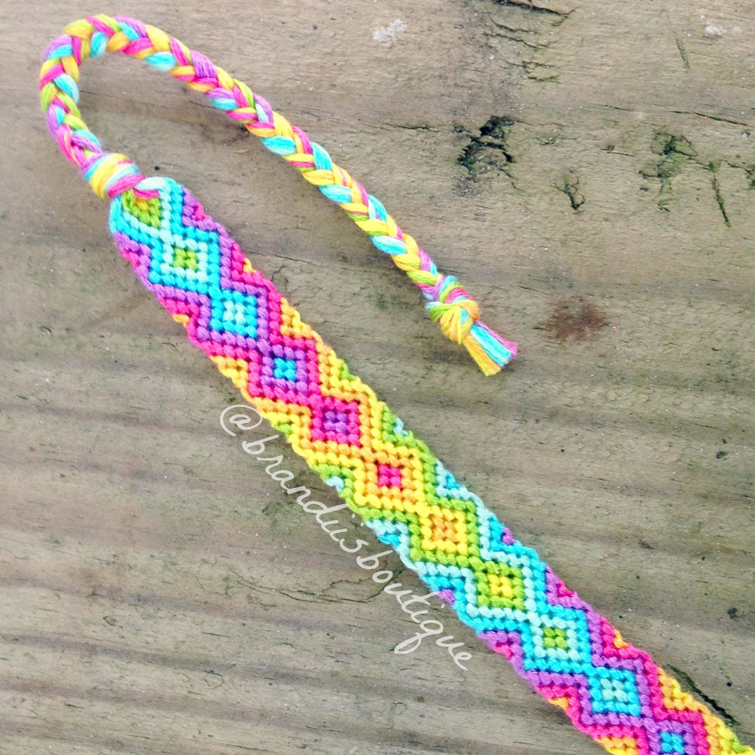 Rainbow Zig  Zag  Friendship Bracelet 
