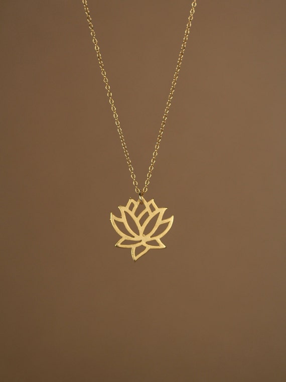 Lotus necklace gold lotus flower yoga necklace blooming