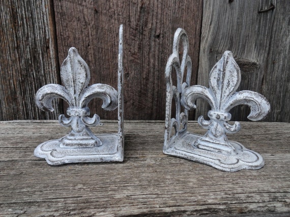 bookends fleur de lis decor shabby chic cast iron bookends fleur de lis decor shabby chic cast iron