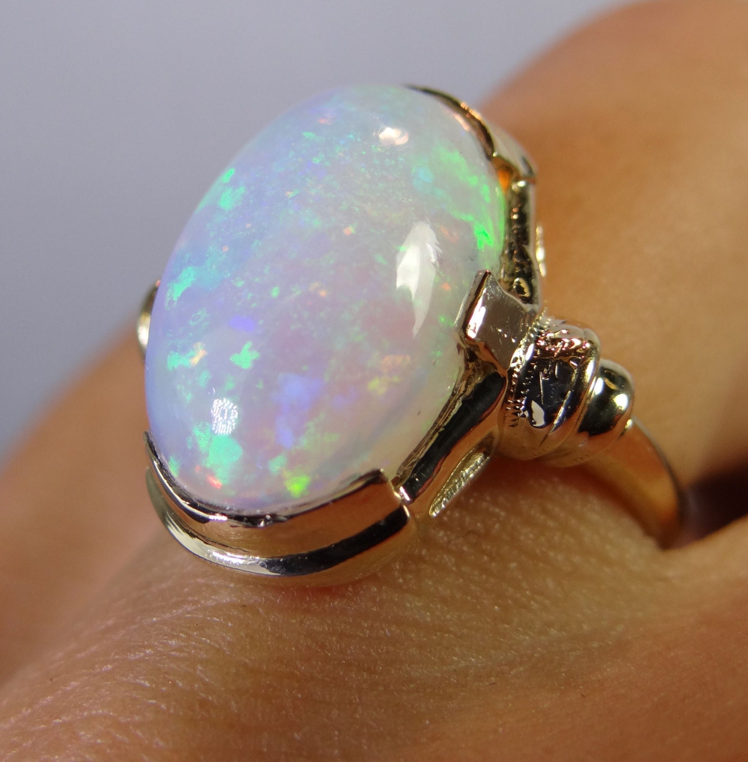 Mid Century Modern Opal Cocktail Ring Outstanding Quality