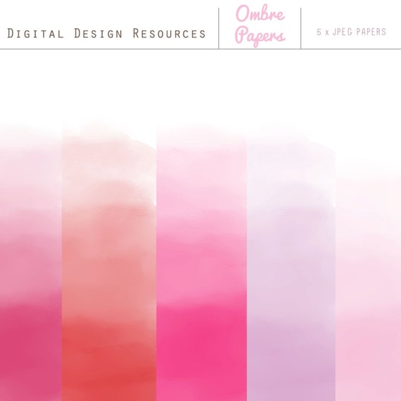 Watercolour Ombre Digital Papers Design Resource