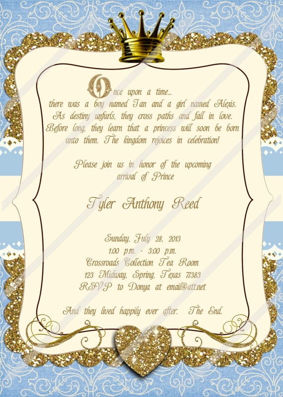 wedding prince harry invitations Invitation Shower Once Time Boy Upon PRINCE Little a Baby